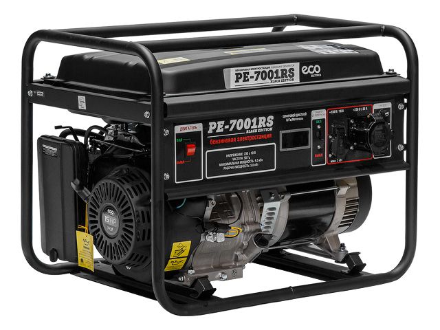 Электростанция (генератор бензиновый) ECO PE-7001RS («Black Edition») (5.5 кВт, 230 В, бак 25.0 л, вес 72.2 кг)